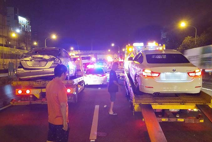 新竹高速公路救援拖吊-國道一號北上公道五事故處理